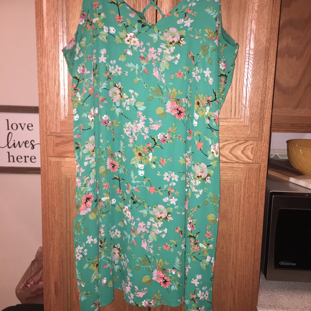 Xhilaration green floral dress .